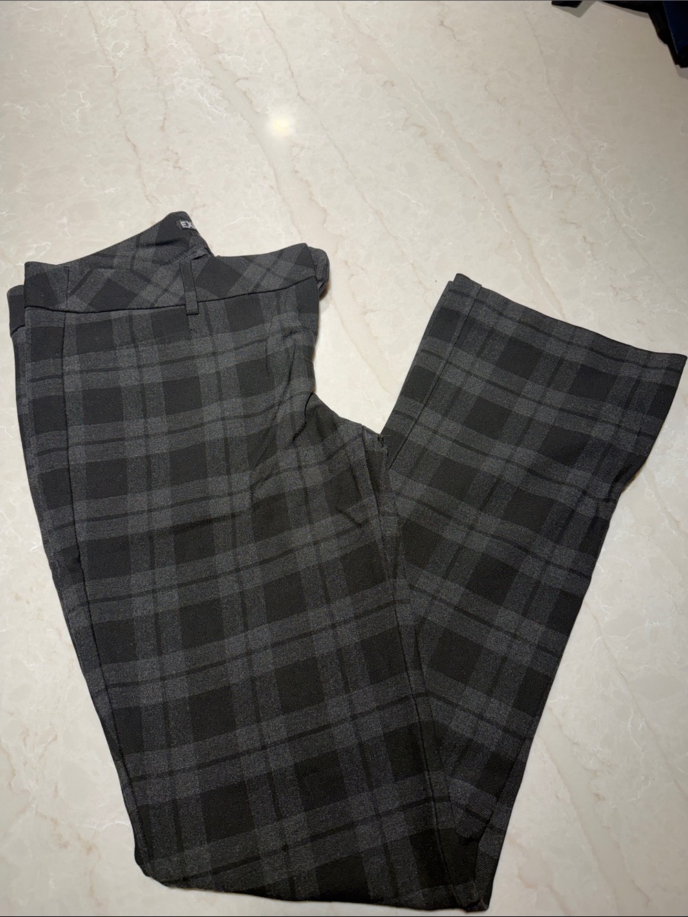 Express Columnist Dress Pants - Dark Gray/Black Plaid